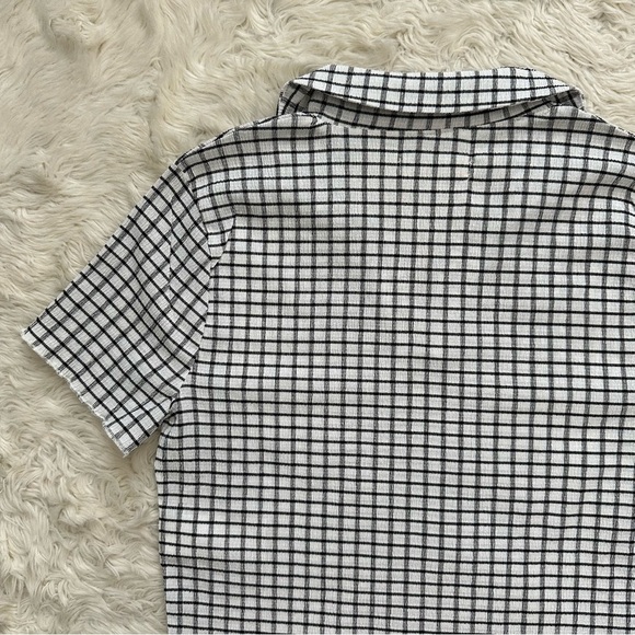 Madewell Top Crinkle Polo Crop Tee Textural Collared Lighthouse Sz S - Picture 6 of 12